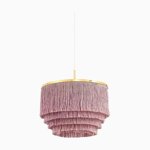 Lampada da soffitto in ottone con frange in seta attribuita a Hans-Agne Jakobsson, anni '60