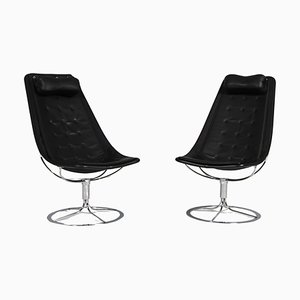 Jetson Lounge Chair in Black Leather attributed to Bruno Mathsson, 2000s