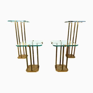 T18 Glass and Brass Side Tables by Peter Ghyczy, 1970, Set of 4