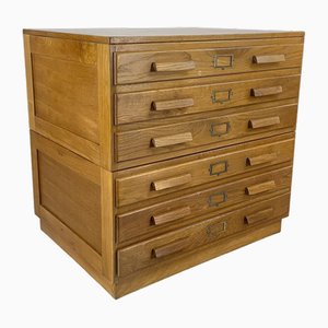 Small Plan Chest with Wooden Handles, 1940s