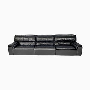 Schwarzes italienisches Ledersofa von Carlo Bartoli Rossi für Albizzate, 1970er