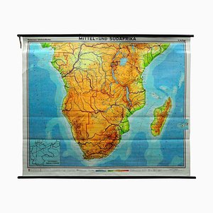 Mapa vintage de Sudáfrica central, años 70