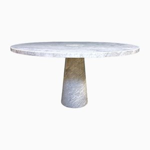 Round Dining Table in Carrara Marble by Angelo Mangiarotti