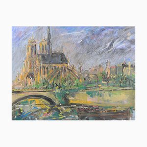 Joan Abelló Prat, Seine y Notre-Dame de Paris, Dibujo al pastel