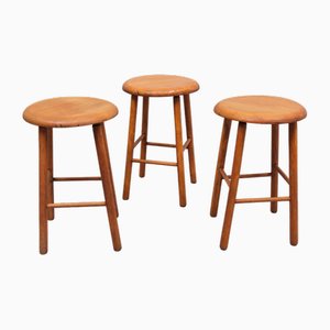 Beech Stools by Charlotte Perriand, the Netherlands, 1955, Set of 3