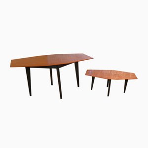 Vintage Italian Artisan Wooden Twin Tables, 1960s, Set of 2