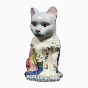 Chinesische Porzellanskulptur aus dem späten 20. Jh., die eine Katze darstellt