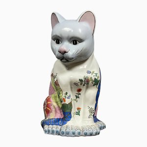 Late 20th Century Chinese Porcelain Sculpture Representing a Cat