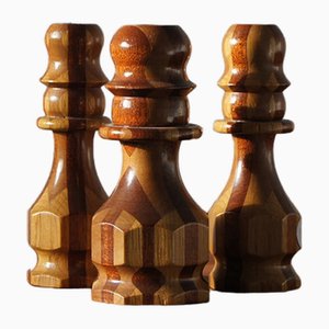 Skandinavische Kerzenhalter aus Holz, 3er Set