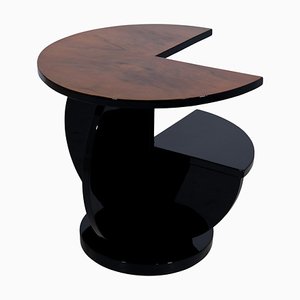 French Art Deco Side Table in Black and High Gloss Lacquered Nutwood, 1930s