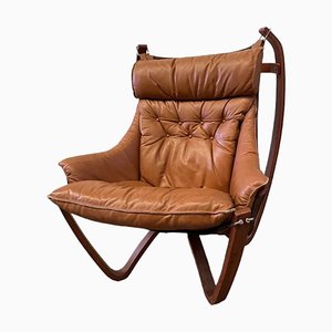Vintage Nordic Leather and Bentwood Club Chair