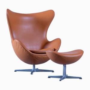 Set of Vintage Egg Chair with Ottoman from Fritz Hansen, 1999