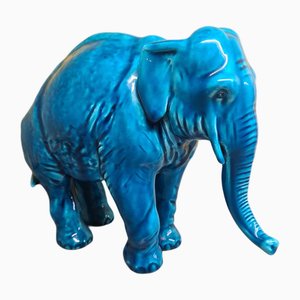 Französische Art Deco Keramik Statue eines Paul Milet zugeschriebenen Elefanten, 1920er
