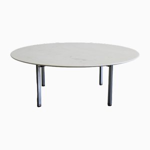 Round Coffee Table in White Marble and Metal by Florence Knoll for Knoll, Italy, 1955