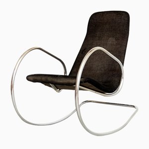 Mecedora Cantilever S826 vintage de cromo de Ulrich Böhme para Thonet, años 70