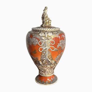 Große antike japanische Satsuma Vase mit Deckel, 1900