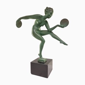 Figurine Art Déco Danseuse Paienne par Derenne pour Max Le Verrier, France, 1920s