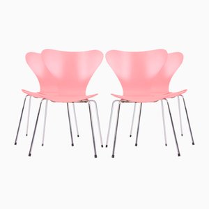 Chaises 3107 Roses par Arne Jacobsen pour Fritz Hansen, 1995, Set de 4