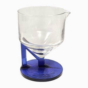 Postmodern Transparent and Blue Glass Pitcher, Italy, 1970s