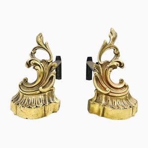 Antike Bronze Andirons, 2er Set