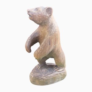 Scandinavian Folk Art Sculpted Wooden Bear, 1960