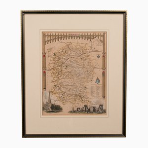 Mapa de litografía inglés antiguo de Wiltshire