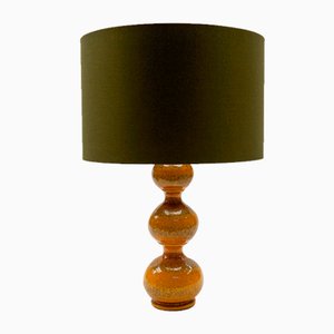 Lámpara de mesa alemana vintage de cerámica en naranja de Kaiser Leuchten, años 60