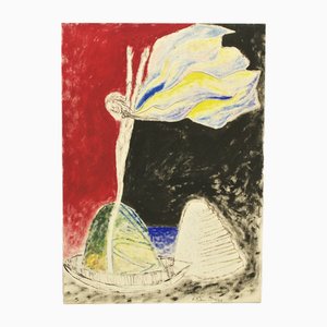 Gianni Celano Giannici, Komposition, 1984, Öl auf Papier auf Leinwand