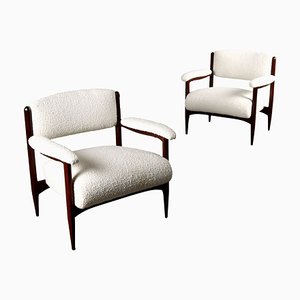 Fauteuils en Teck et Tissu, Italie, 1960s, Set de 2