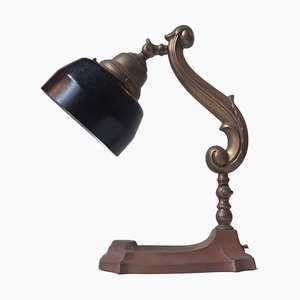 Lámpara de mesa danesa modernista de cobre y latón patinado, años 20