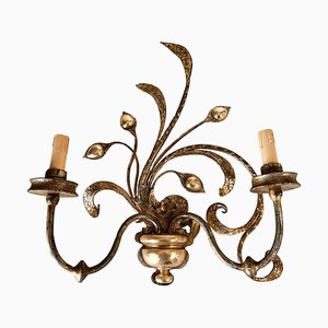 Sconce in Gilt Metal and Brass Floral Pattern, 1970