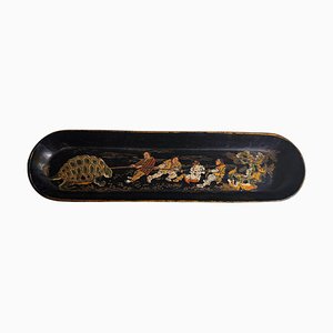 Portapenne giapponese in legno di colore nero e oro