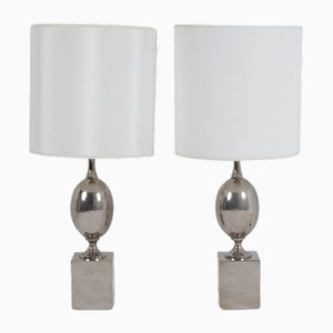 Lampade vintage in ottone placcato in argento di Philippe Barbier, anni '70