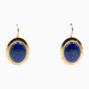 18K Yellow Gold Earrings with Lapis Lazuli, 1970s