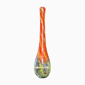 Jarrón Art Glass de cristal de Murano multicolor con remolino de confeti, años 70