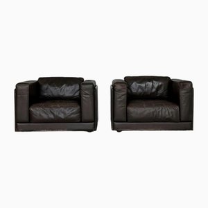 Set of Brown Leather Armchairs from Durlet, Belgium