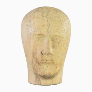 German Carved Wooden Milliners Head, 1910