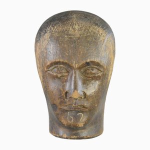 German Carved Wooden Milliners Head, 1910