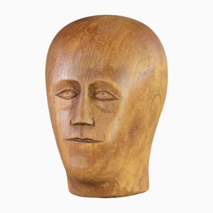 German Carved Wooden Milliners Head, 1910