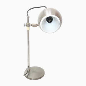 Lámpara de escritorio con forma de globo ocular era espacial de aluminio cepillado de Goffredo Reggiani, años 60