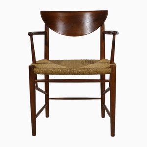 Danish Teak Chair with Paper Cord Armrests by Peter Hvidt & Orla Molgaard-Nielsen for Soborg Mobelfabrik, 1960