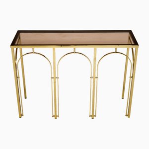 Vintage Italian Brass and Glass Console Table, 1970s