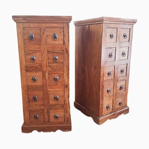 Vintage Colonial Teak Apothecary Cabinets, 1990s, Set of 2
