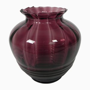 Art Deco Vase in Purple Glass, 1930s