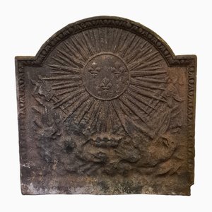 Placa de chimenea francesa con escudo de armas de Borbón, década de 1700