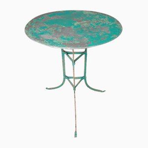 Iron Garden Table with Round Top on 3 Legs, 1950s