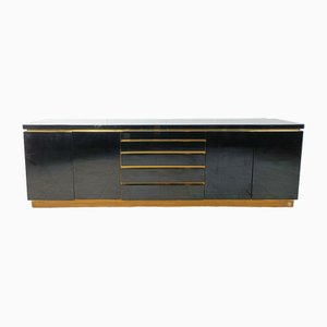 Brass and Lacquer Sideboard by Jean Claude Mahey, 1970s