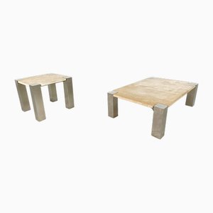 Travertine Coffee Tables, Italy, 1980s, Set of 2