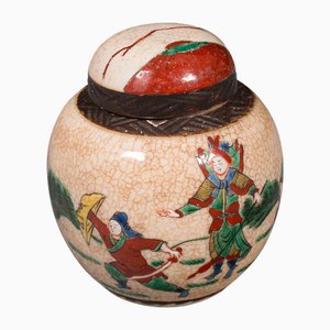 Small Antique Japanese Ceramic Spice Jar, 1900s