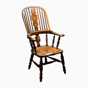 Large Victorian Windsor Armchair in Elm, 1850s